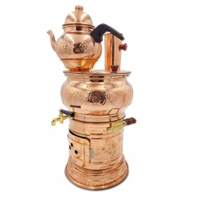BAKIR İŞLEME SEMAVER ODUNLU 4 LİTRE