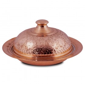 BAKIR OYMA PAŞA SAHANI KIRMIZI 35 CM